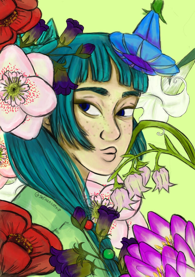 Maomao e flores venenosas / Pintura digital